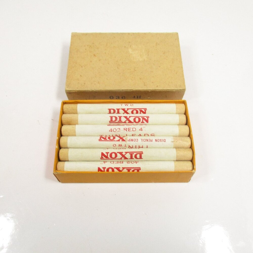 12 Vintage Dixon Mechanical Pencil Thin Leads 402 Red 4" Wood Tubes